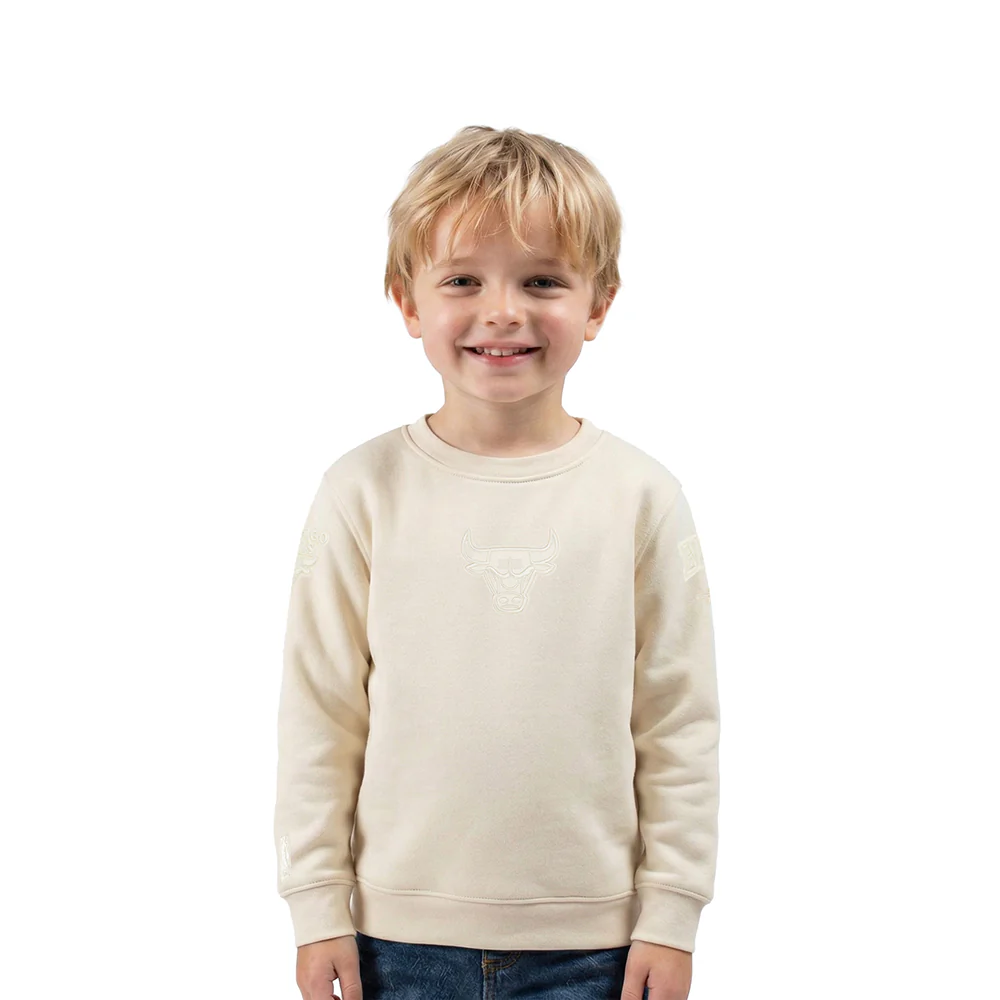 NBA CHICAGO BULLS NEUTRAL TODDLER BOYS FLEECE CREWNECK (EGGSHELL)