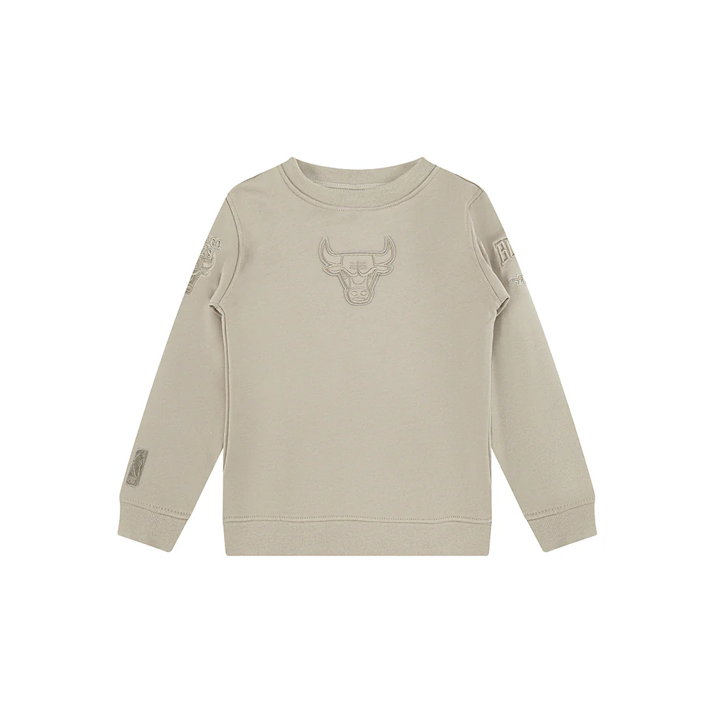 NBA CHICAGO BULLS NEUTRAL TODDLER BOYS FLEECE CREWNECK (TAUPE) - Image 3