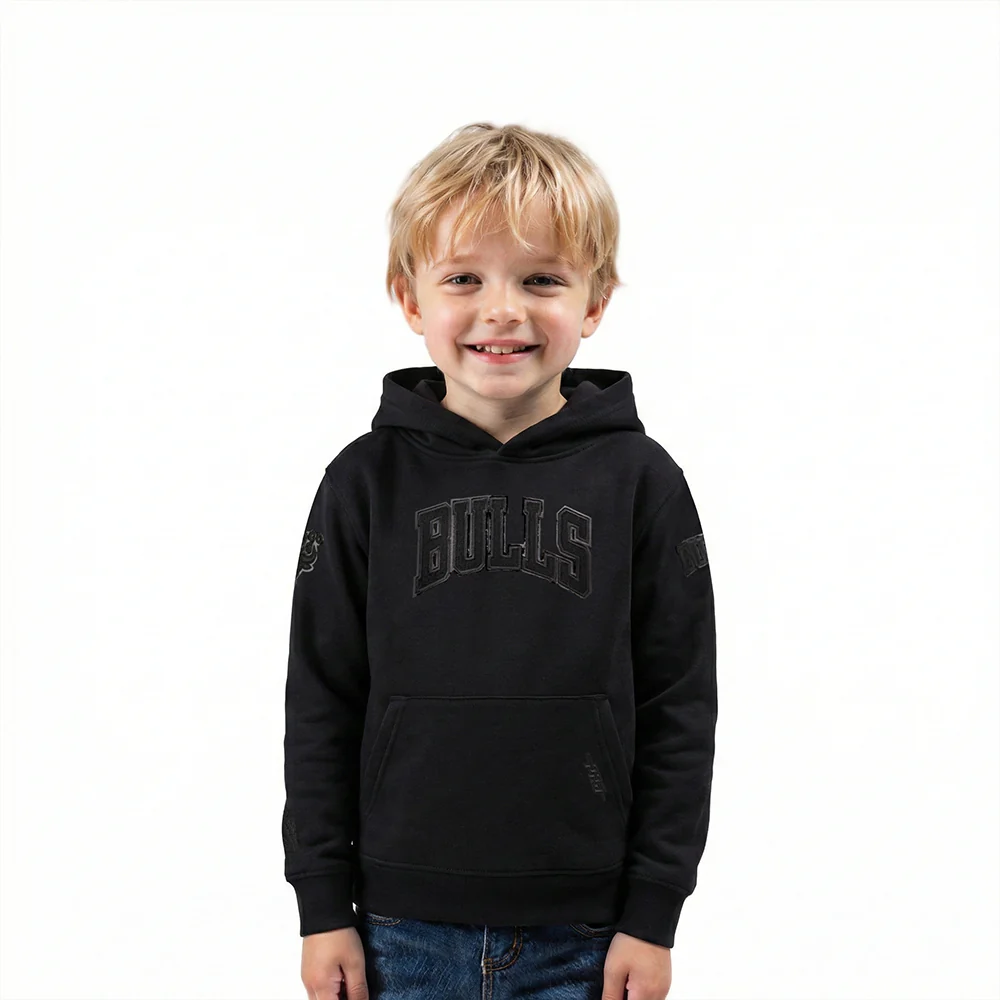 NBA CHICAGO BULLS TRIPLE BLACK TODDLER BOYS FLEECE PULLOVER HOODIE (BLACK)