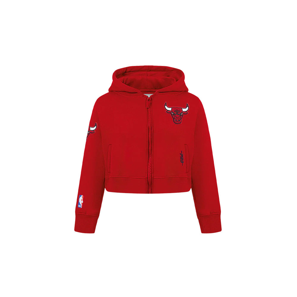 NBA CHICAGO BULLS CLASSIC TODDLER GIRLS FLEECE FULL ZIP HOODIE (RED)