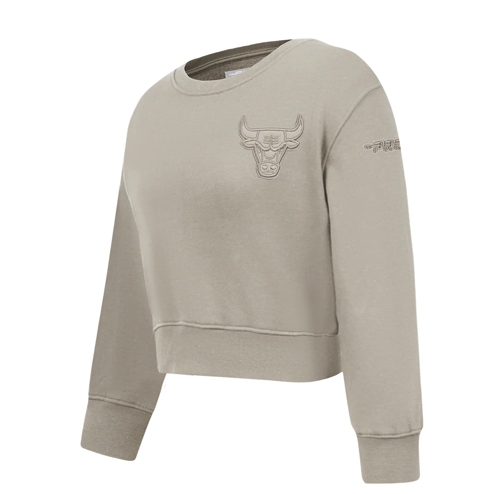 NBA CHICAGO BULLS NEUTRAL TODDLER GIRLS FLEECE CREWNECK (TAUPE) - Image 2