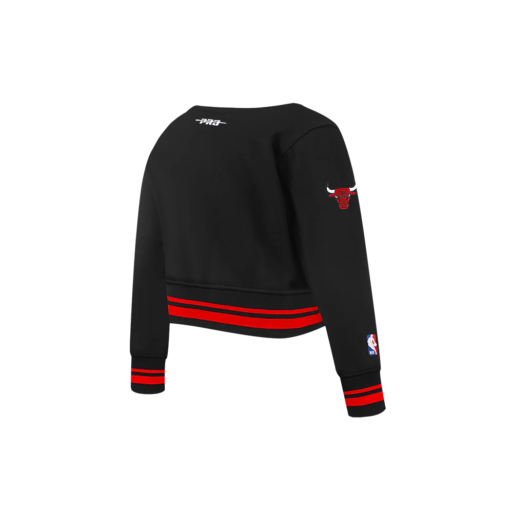 NBA CHICAGO BULLS RETRO CLASSIC TODDLER GIRLS RIB FLEECE CREWNECK (BLACK/RED/BLACK) - Image 4
