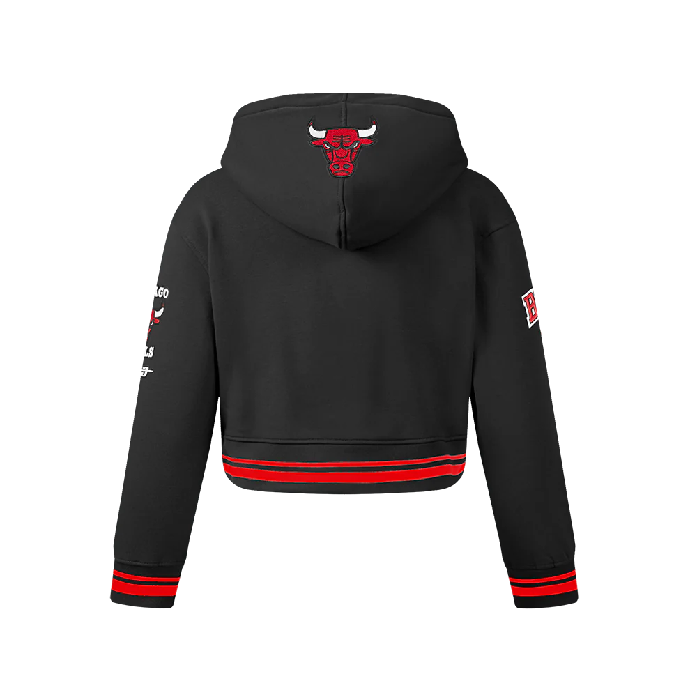 NBA CHICAGO BULLS RETRO CLASSIC TODDLER GIRLS  RIB FLEECE PULLOVER HOODIE (BLACK/RED/BLACK) - Image 3