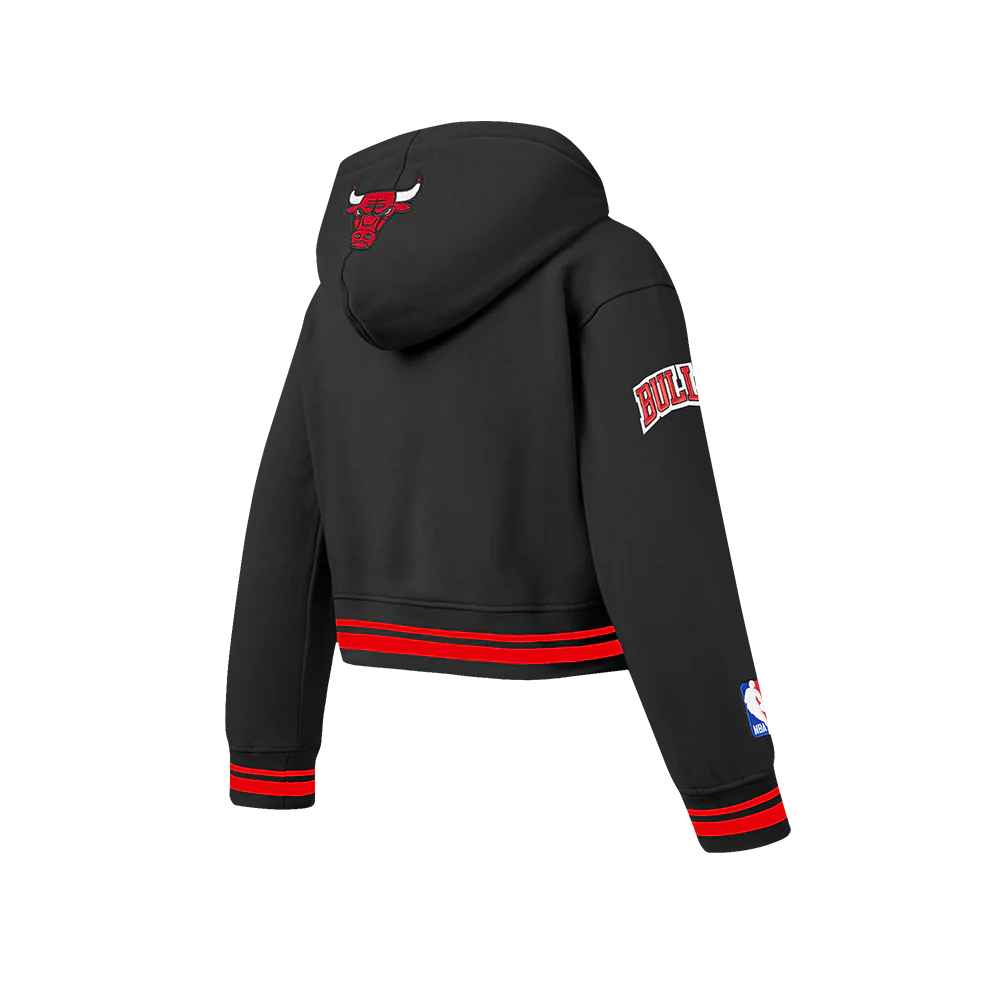 NBA CHICAGO BULLS RETRO CLASSIC TODDLER GIRLS  RIB FLEECE PULLOVER HOODIE (BLACK/RED/BLACK) - Image 4