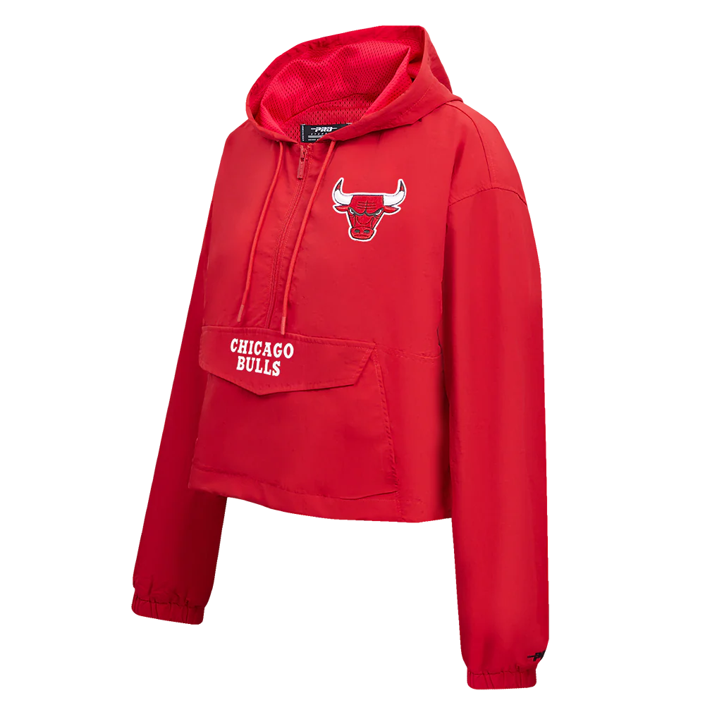 NBA CHICAGO BULLS CLASSIC WIND WOVEN WOMEN'S 1/2 JACKET (RED) - Image 2