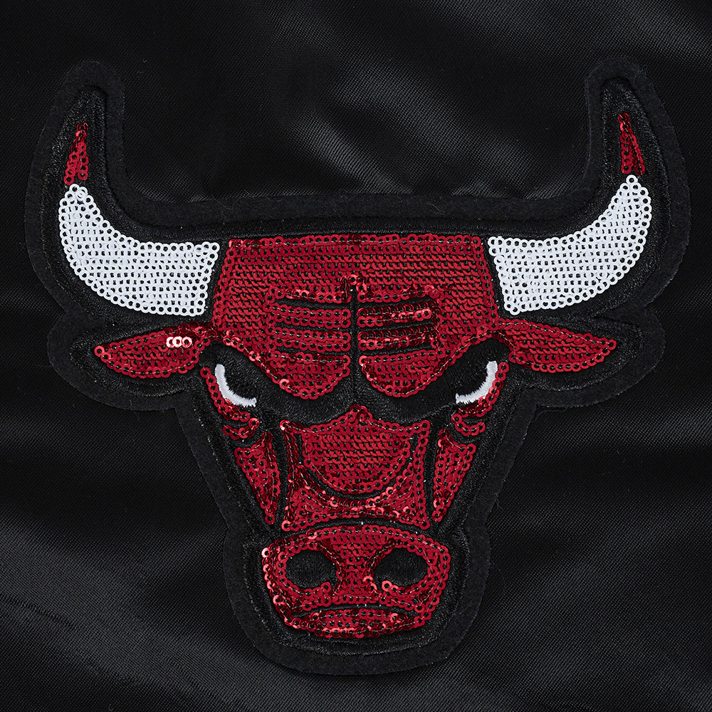 NBA CHICAGO BULLS GAME DAY CLASSICS WOMEN'S SATIN JACKET (BLACK) - Image 6