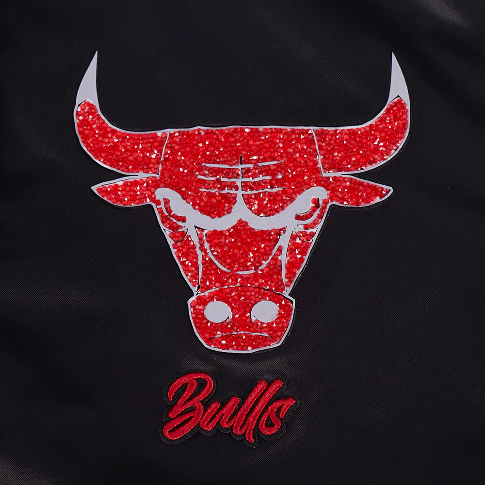 NBA CHICAGO BULLS TEAM CRYSTALLINE WOMEN'S SATIN JACKET (BLACK) - Image 13