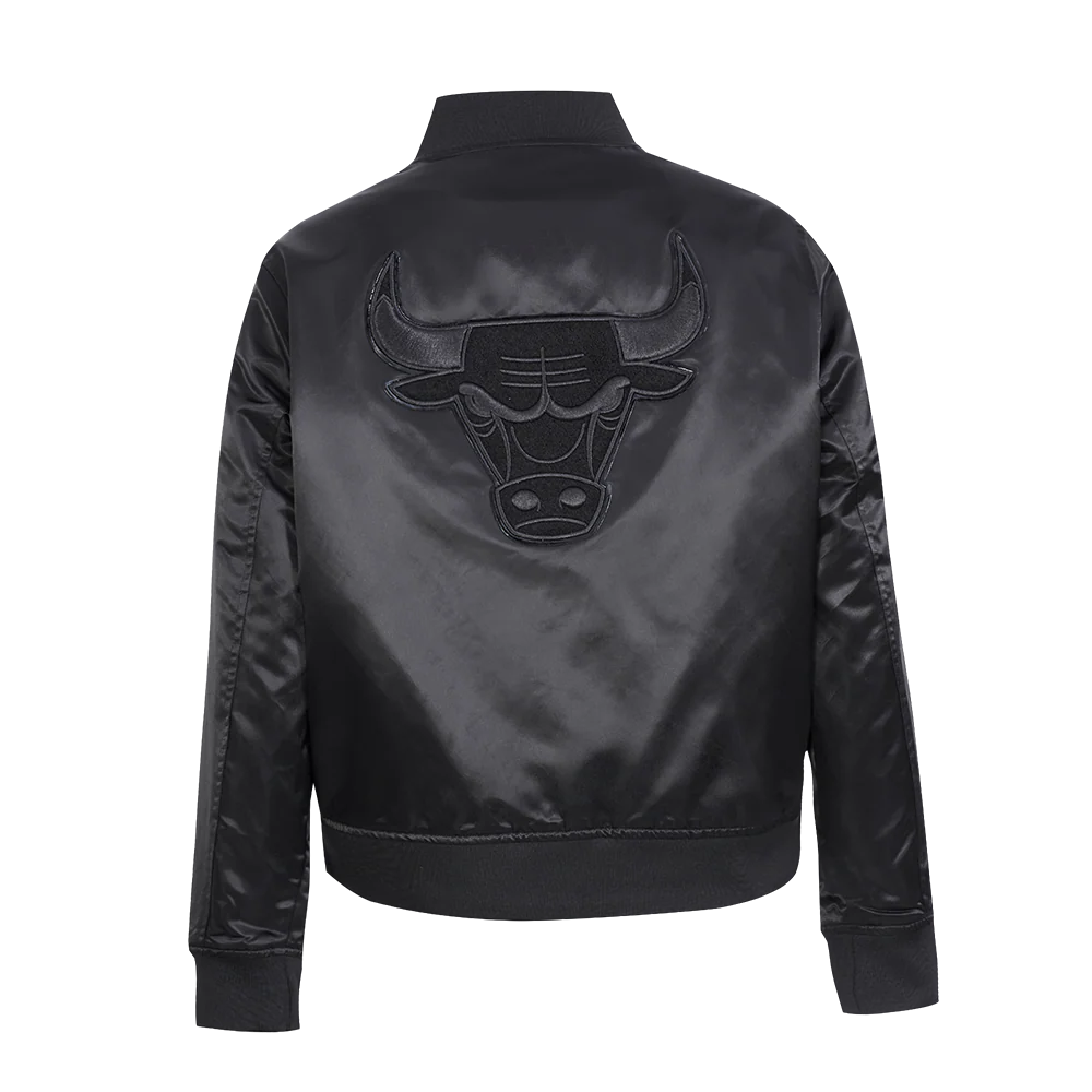 NBA CHICAGO BULLS TRIPLE BLACK WOMEN'S SATIN JACKET (TRIPLE BLACK) - Image 3