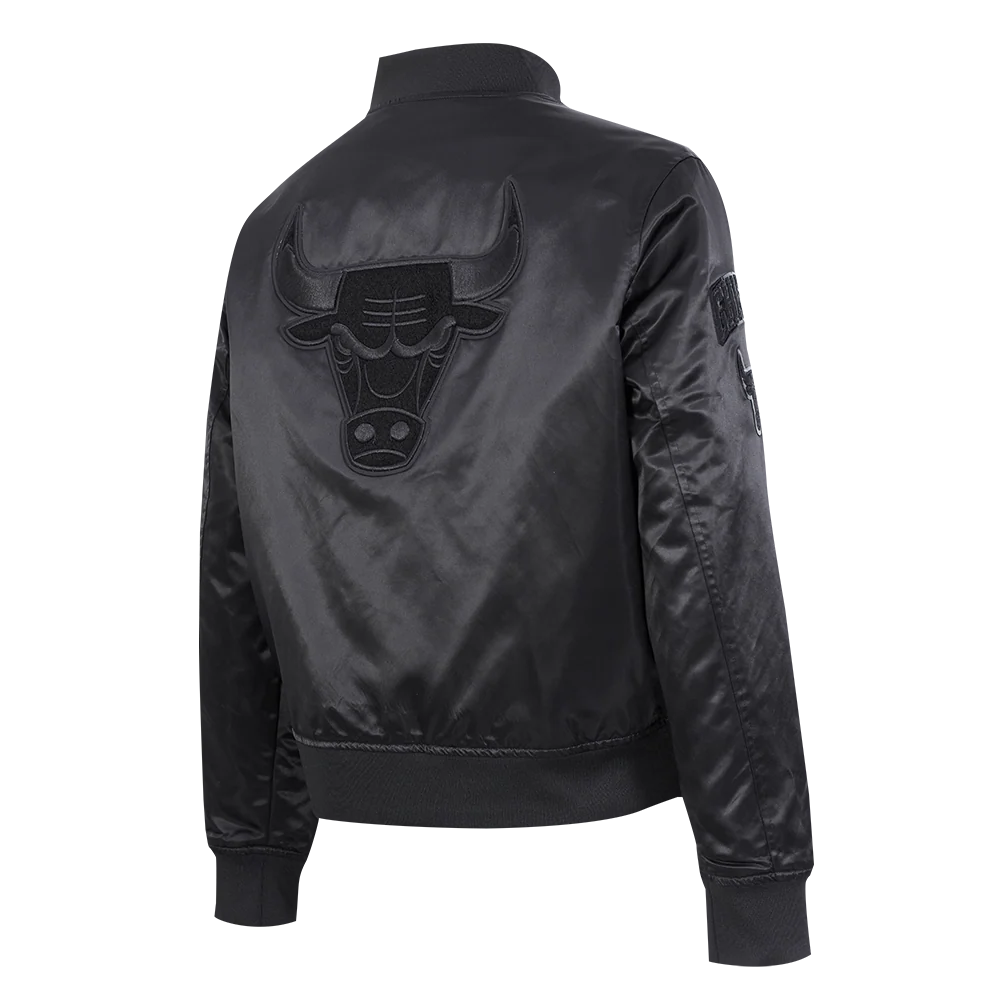 NBA CHICAGO BULLS TRIPLE BLACK WOMEN'S SATIN JACKET (TRIPLE BLACK) - Image 4