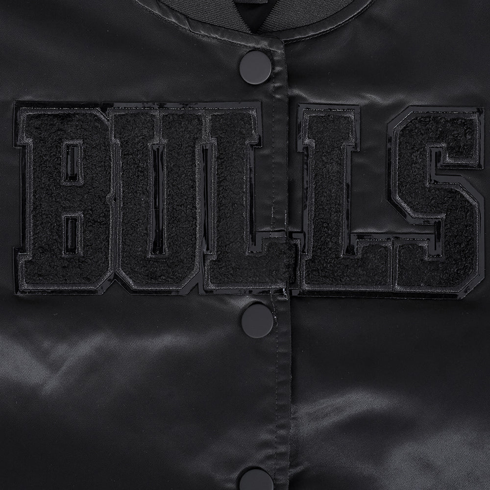 NBA CHICAGO BULLS TRIPLE BLACK WOMEN'S SATIN JACKET (TRIPLE BLACK) - Image 5