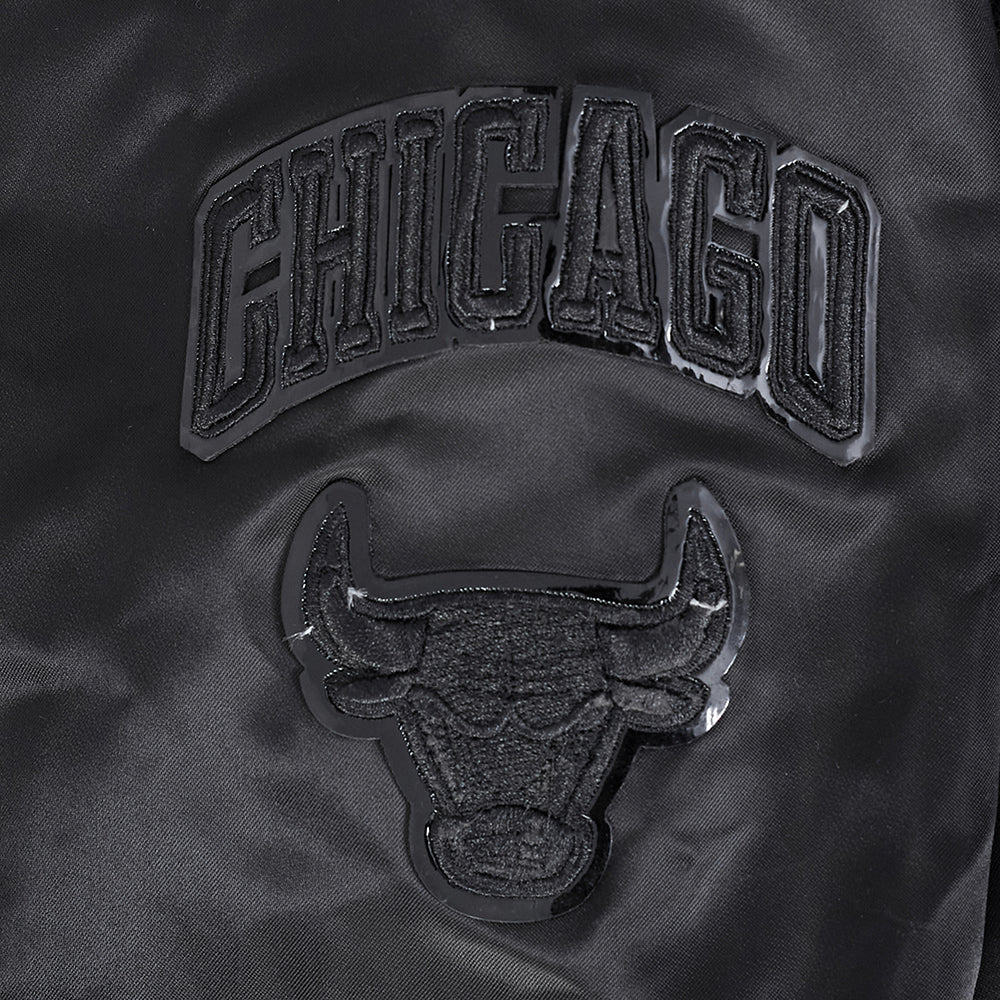 NBA CHICAGO BULLS TRIPLE BLACK WOMEN'S SATIN JACKET (TRIPLE BLACK) - Image 7