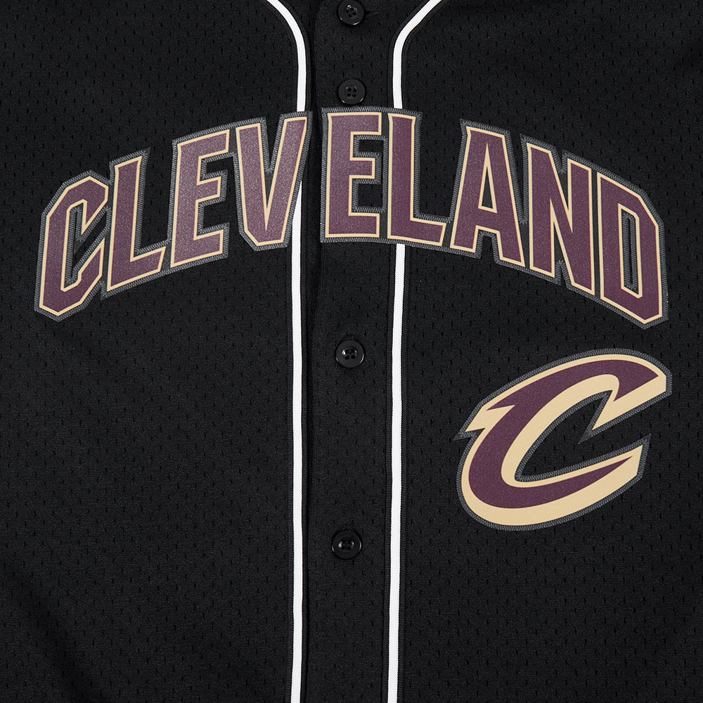 NBA CLEVELAND CAVALIERS CLASSIC MEN'S MESH BUTTON DOWN SHIRT (BLACK) - Image 12
