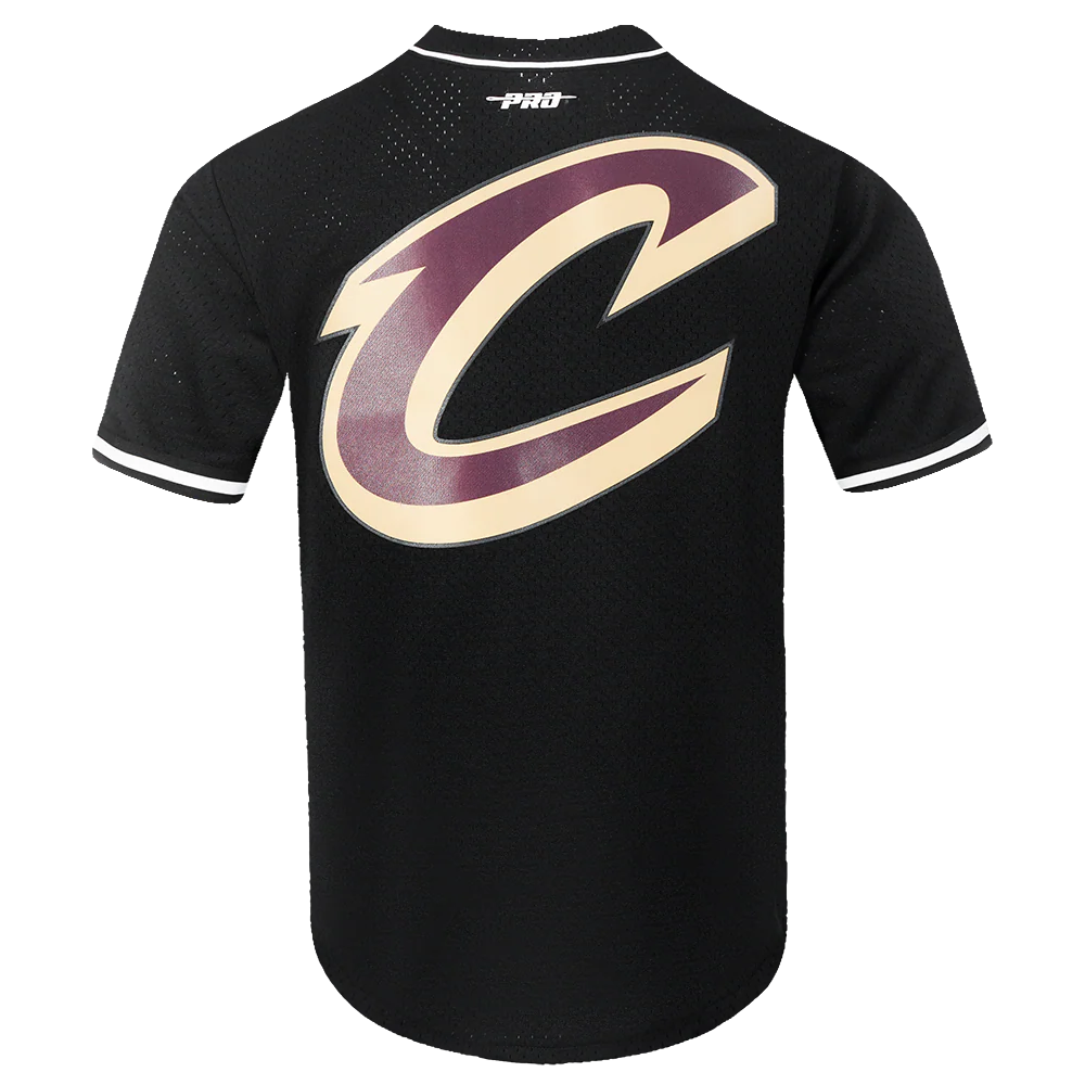 NBA CLEVELAND CAVALIERS CLASSIC MEN'S MESH BUTTON DOWN SHIRT (BLACK) - Image 5