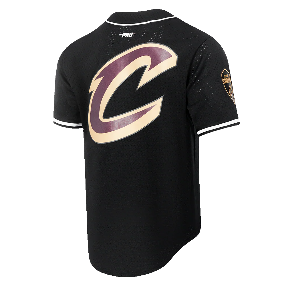 NBA CLEVELAND CAVALIERS CLASSIC MEN'S MESH BUTTON DOWN SHIRT (BLACK) - Image 6