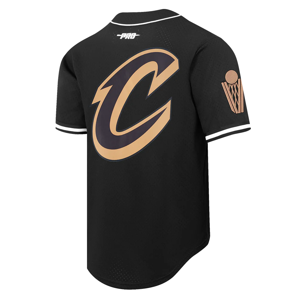 NBA CLEVELAND CAVALIERS DONOVAN MITCHELL #45 CLASSIC MESH PNN MEN'S MESH BUTTON DOWN SHIRT (BLACK) - Image 6
