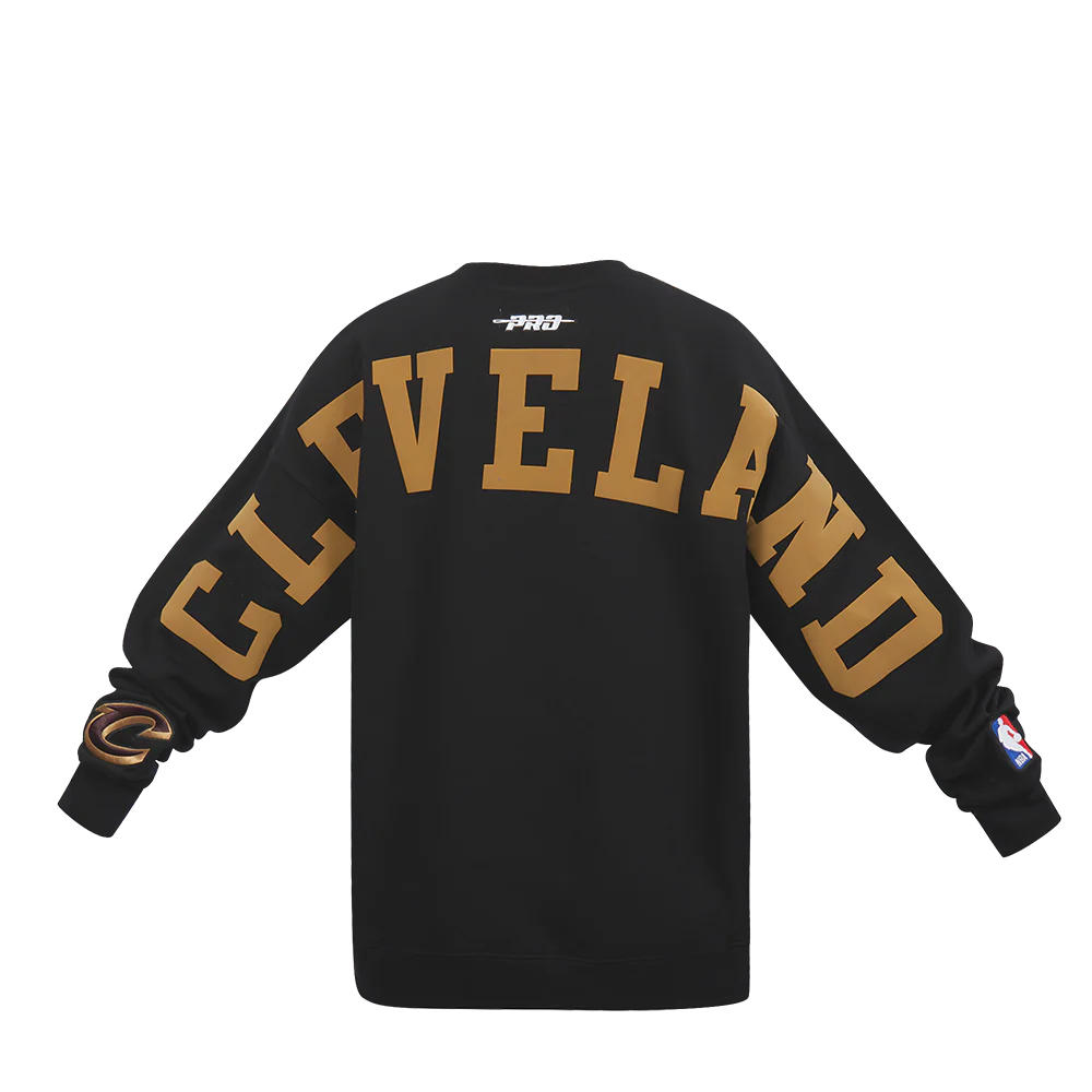 NBA CLEVELAND CAVALIERS WINGSPAN MEN'S DROP SHOULDER FLEECE CREWNECK (BLACK) - Image 10
