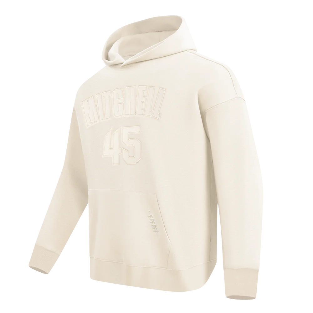 NBA CLEVELAND CAVALIERS DONOVAN MITCHELL #45 NEUTRAL PNN MEN'S DROP SHOULDER FLC PO HOODIE (EGGSHELL) - Image 2