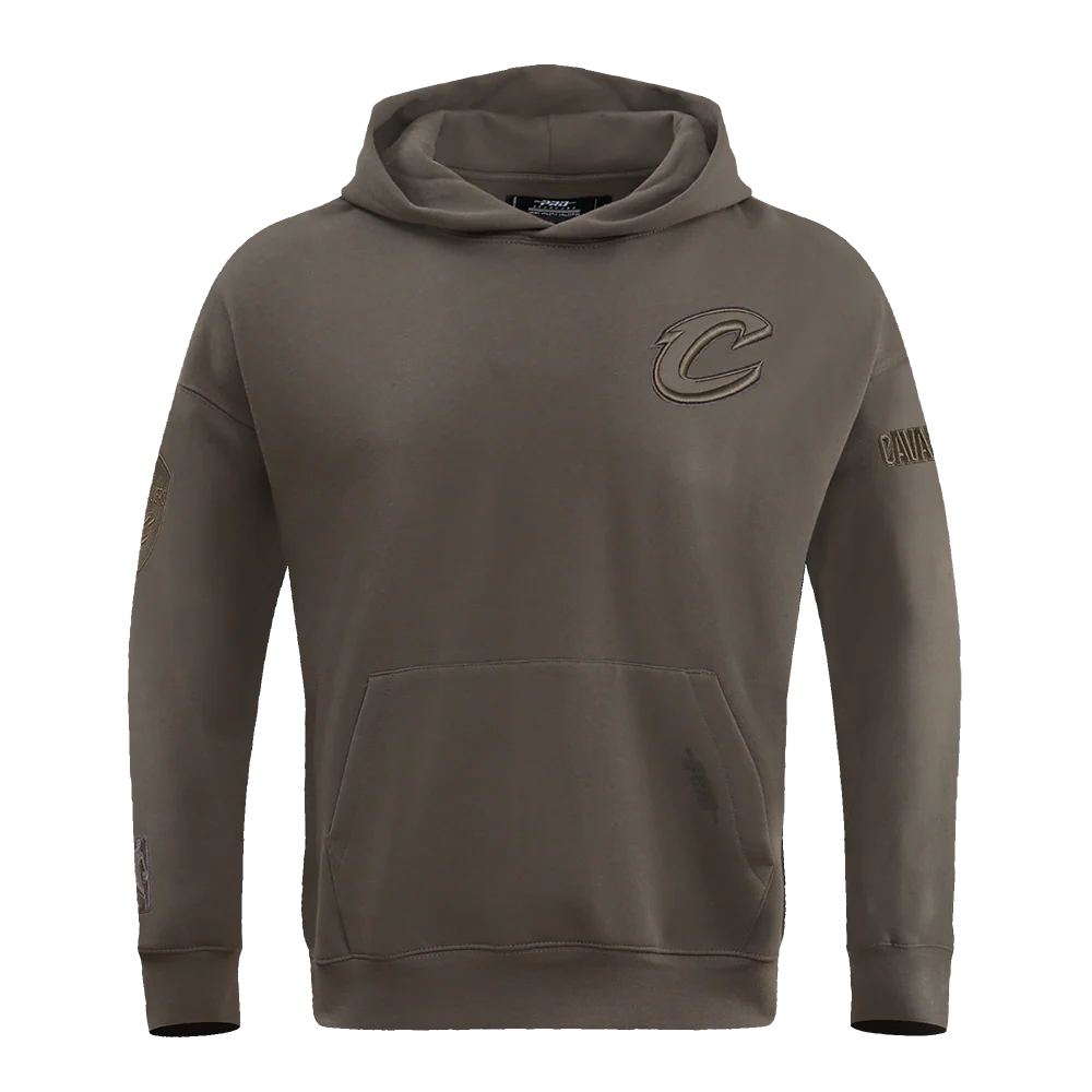 NBA CLEVELAND CAVALIERS NEUTRAL DROP SHOULDER MEN'S PULLOVER HOODIE (DARK TAUPE) - Image 3