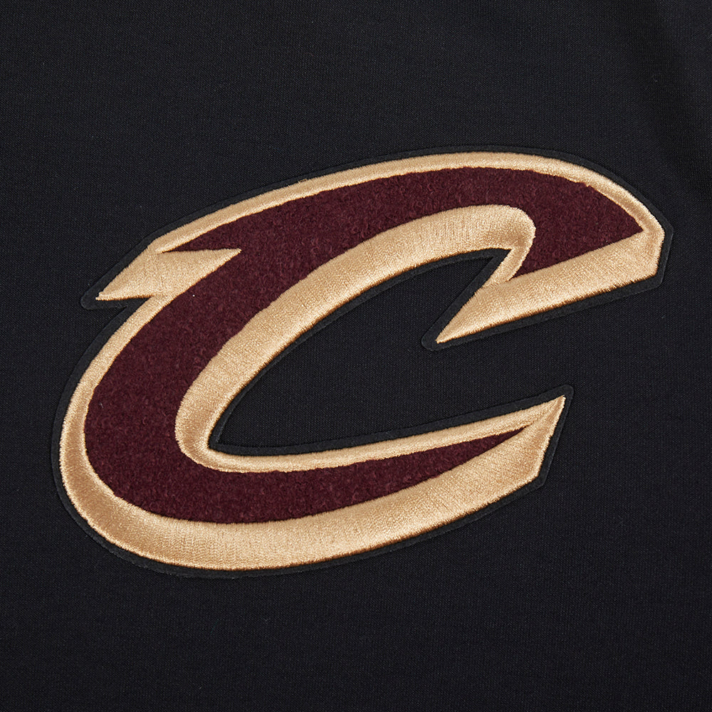 NBA CLEVELAND CAVALIERS CLASSIC CHENILLE MEN'S DOUBLE KNIT PULLOVER HOODIE (BLACK) - Image 10