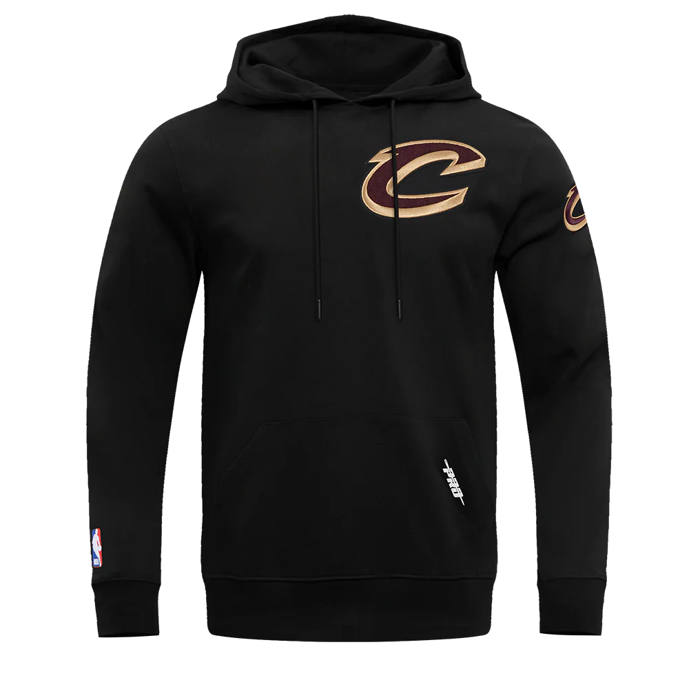 NBA CLEVELAND CAVALIERS CLASSIC CHENILLE MEN'S DOUBLE KNIT PULLOVER HOODIE (BLACK) - Image 5