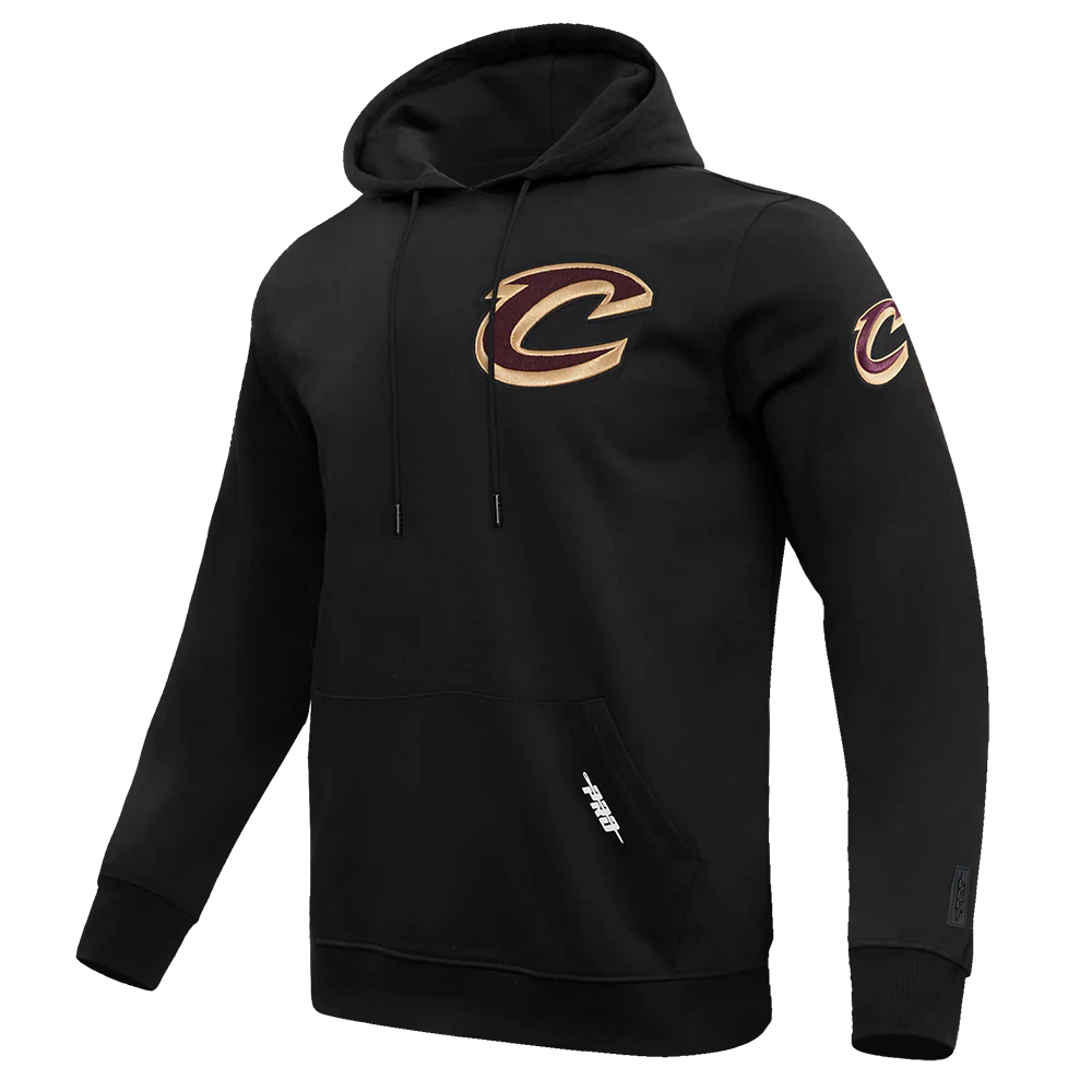 NBA CLEVELAND CAVALIERS CLASSIC CHENILLE MEN'S DOUBLE KNIT PULLOVER HOODIE (BLACK) - Image 6