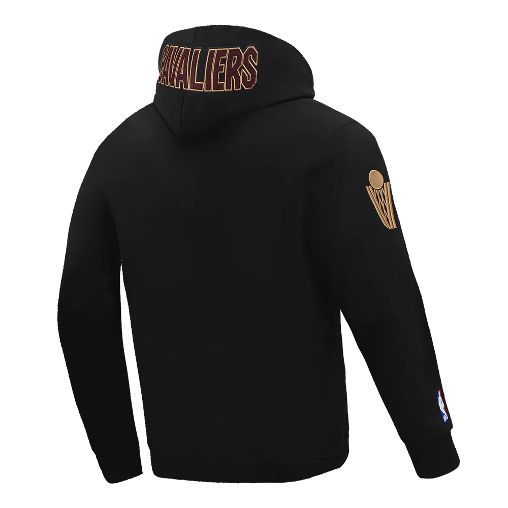 NBA CLEVELAND CAVALIERS CLASSIC CHENILLE MEN'S DOUBLE KNIT PULLOVER HOODIE (BLACK) - Image 8