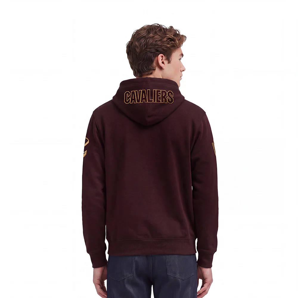 NBA CLEVELAND CAVALIERS CLASSIC CHENILLE MEN'S DOUBLE KNIT PULLOVER HOODIE (WINE) - Image 2