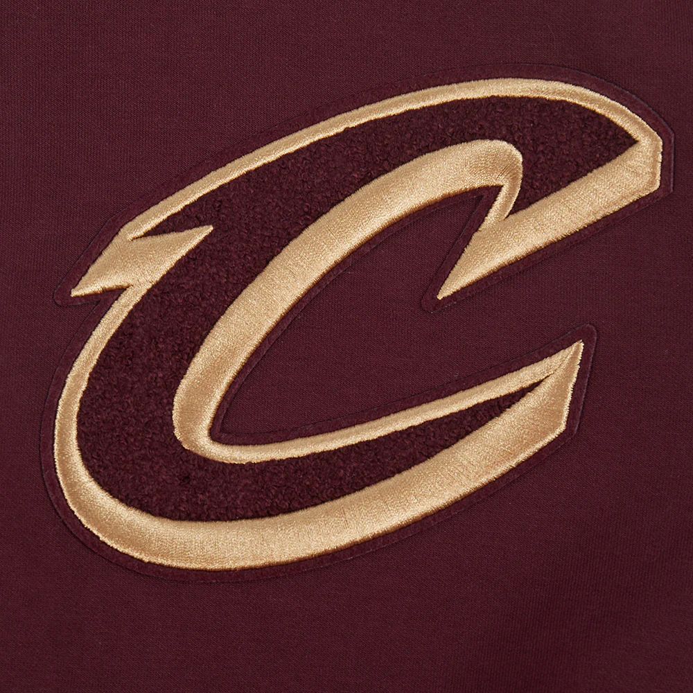 NBA CLEVELAND CAVALIERS CLASSIC CHENILLE MEN'S DOUBLE KNIT PULLOVER HOODIE (WINE) - Image 9