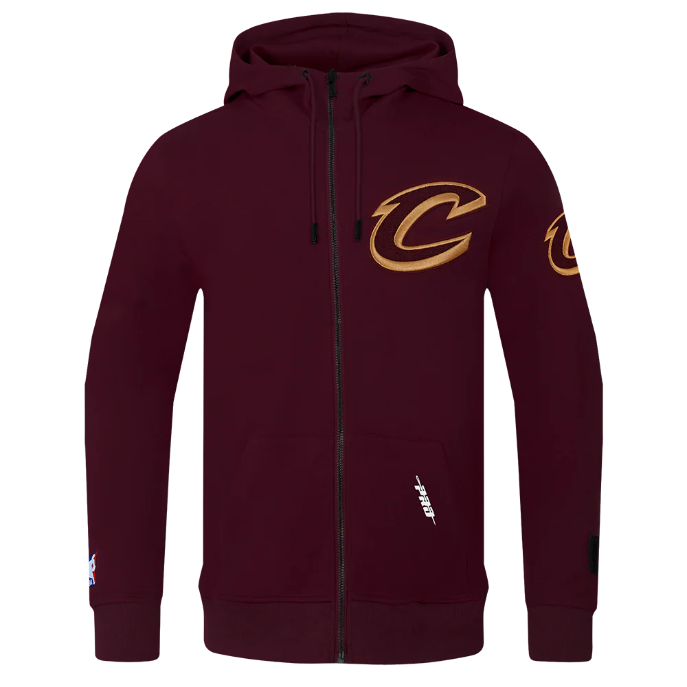 NBA CLEVELAND CAVALIERS CLASSIC CHENILLE MEN'S FULL ZIP DOUBLE KNIT PULLOVER HOODIE (WINE) - Image 5