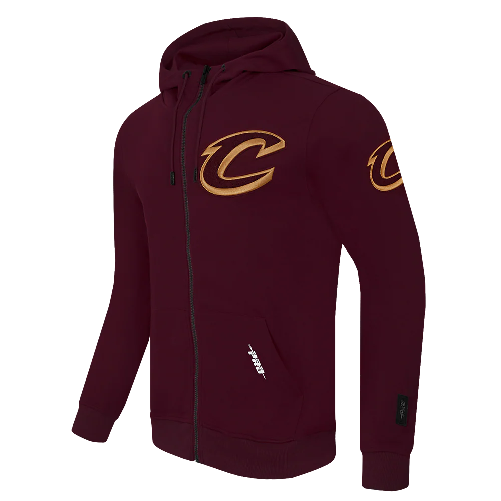 NBA CLEVELAND CAVALIERS CLASSIC CHENILLE MEN'S FULL ZIP DOUBLE KNIT PULLOVER HOODIE (WINE) - Image 6