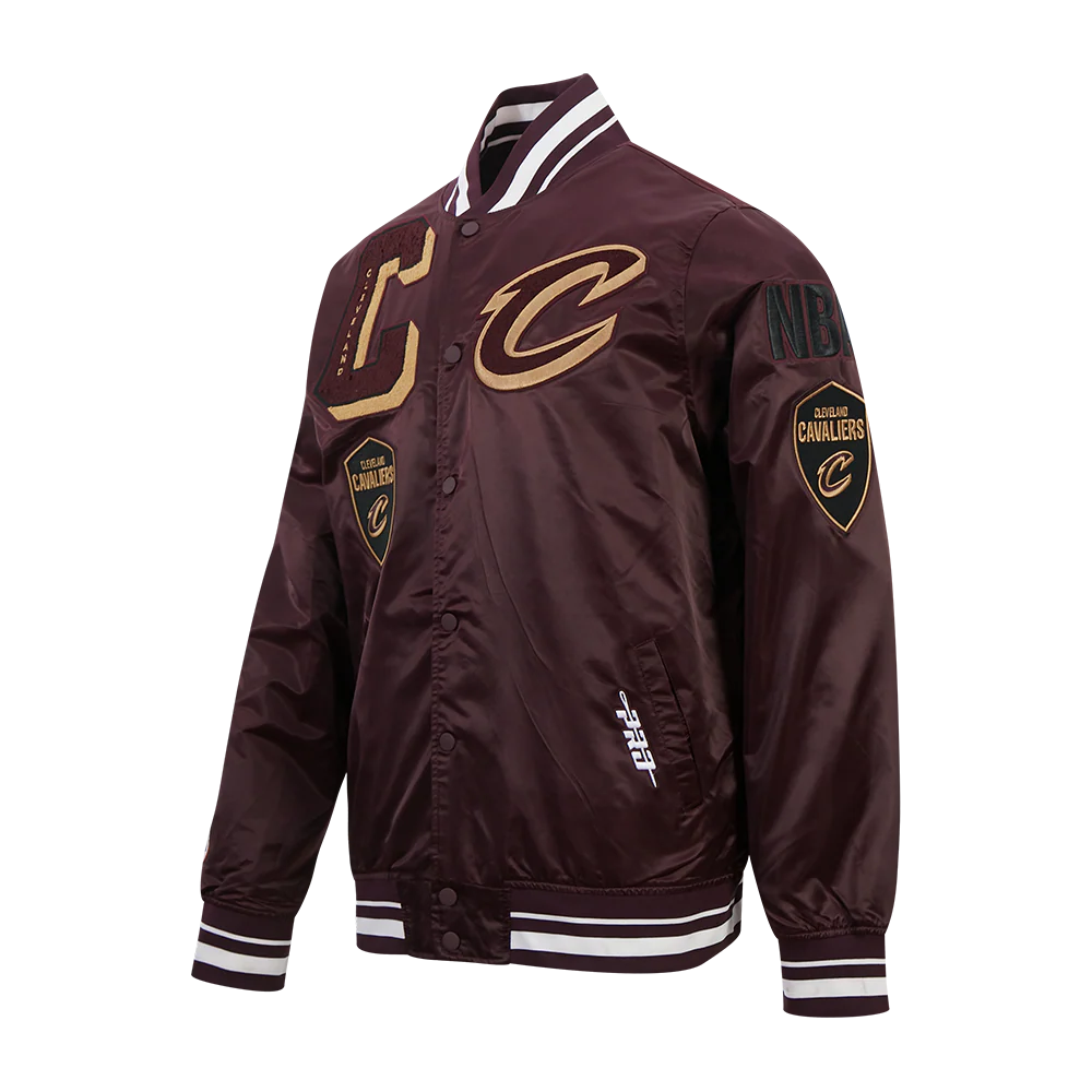 NBA CLEVELAND CAVALIERS MASHUP MEN'S RIB SATIN JACKET (WINE) - Image 3