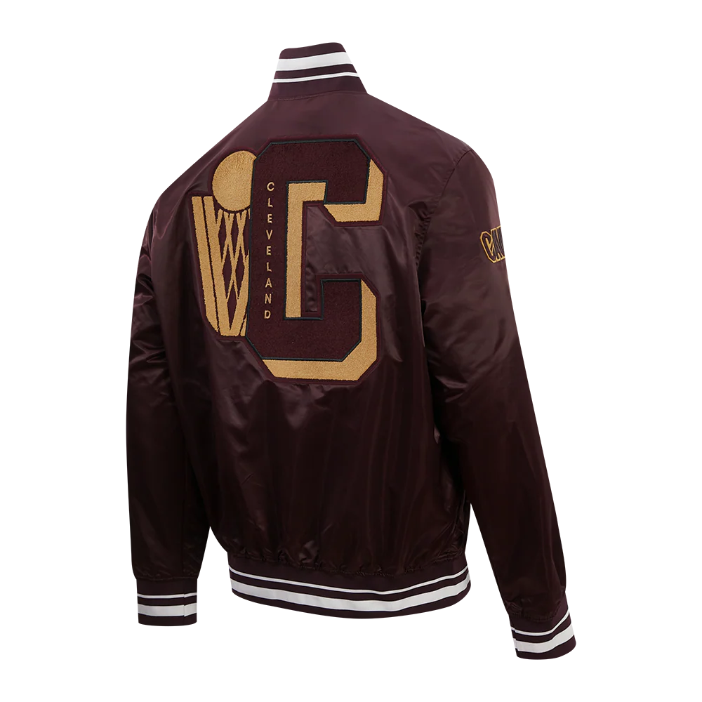 NBA CLEVELAND CAVALIERS MASHUP MEN'S RIB SATIN JACKET (WINE) - Image 4