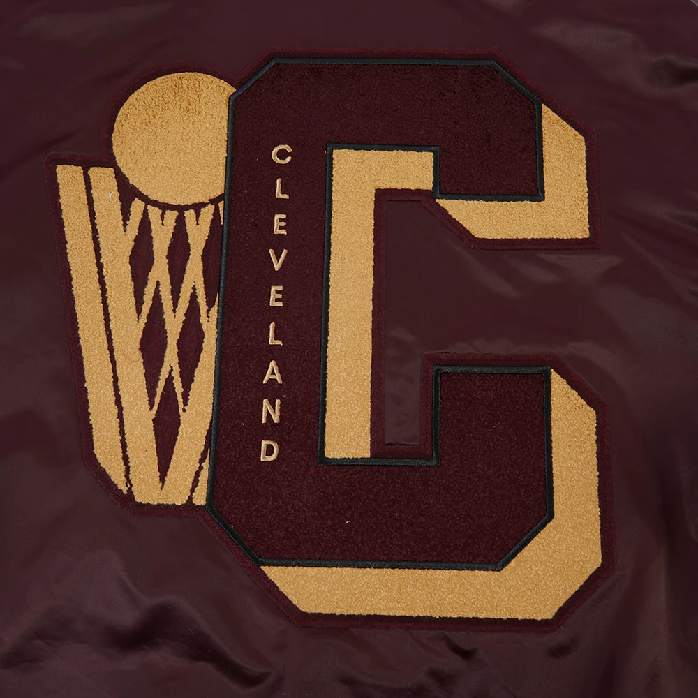 NBA CLEVELAND CAVALIERS MASHUP MEN'S RIB SATIN JACKET (WINE) - Image 5