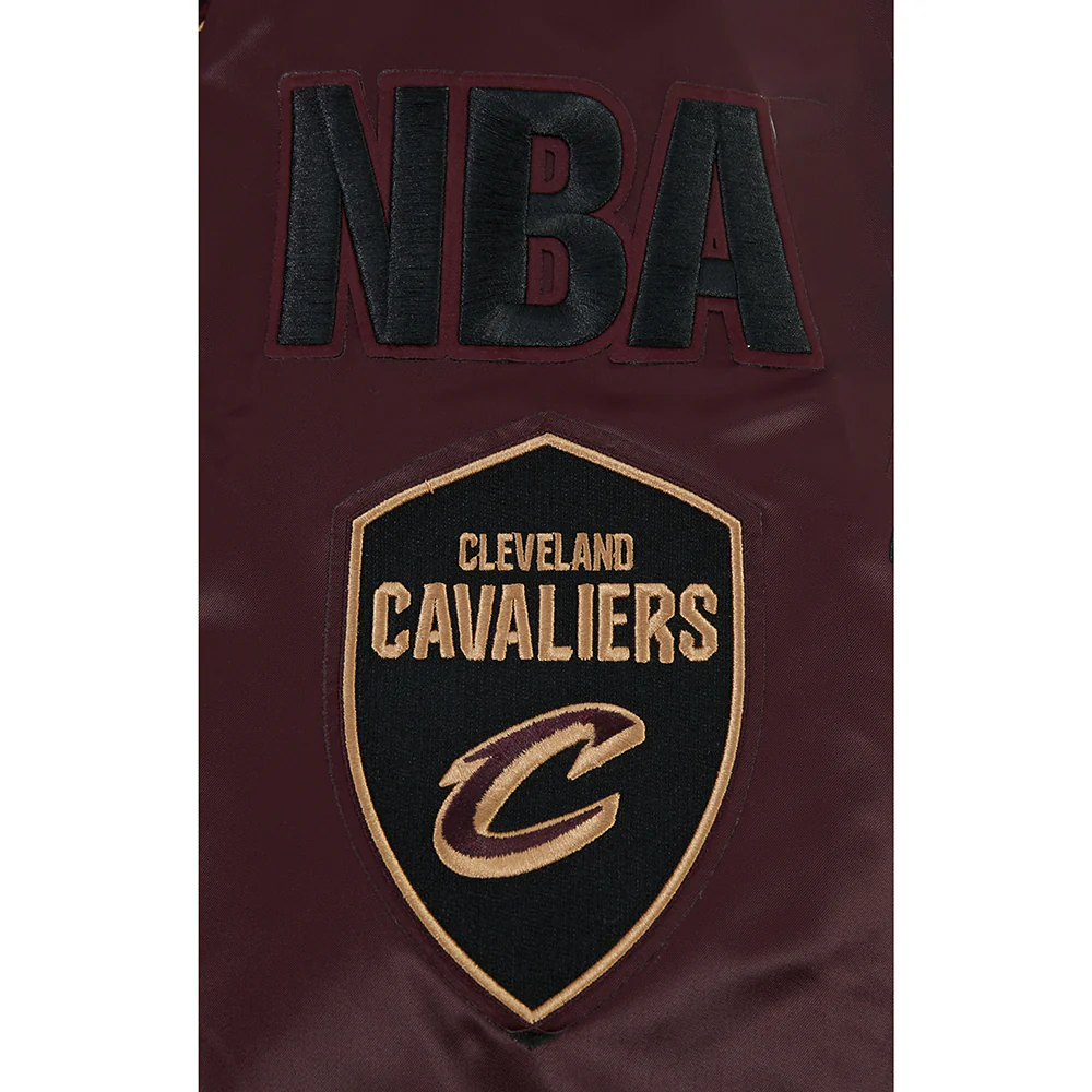 NBA CLEVELAND CAVALIERS MASHUP MEN'S RIB SATIN JACKET (WINE) - Image 9