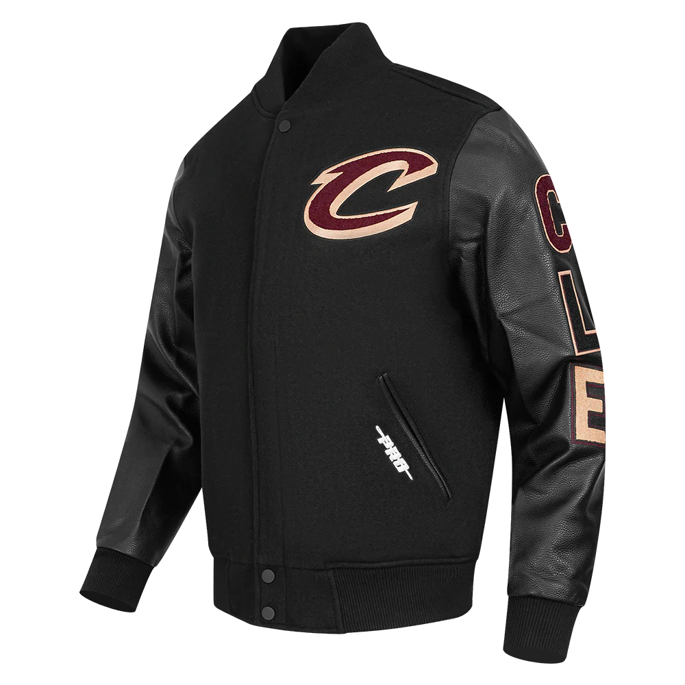 NBA CLEVELAND CAVALIERS CLASSIC MEN'S WOOL VARSITY JACKET (JET BLACK) - Image 2