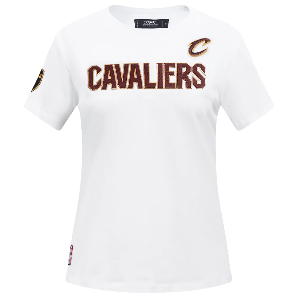 NBA CLEVELAND CAVALIERS CLASSIC SHORT SLEEVE WOMEN'S SINGLE JERSEY SLIM FIT TEE (WHITE)