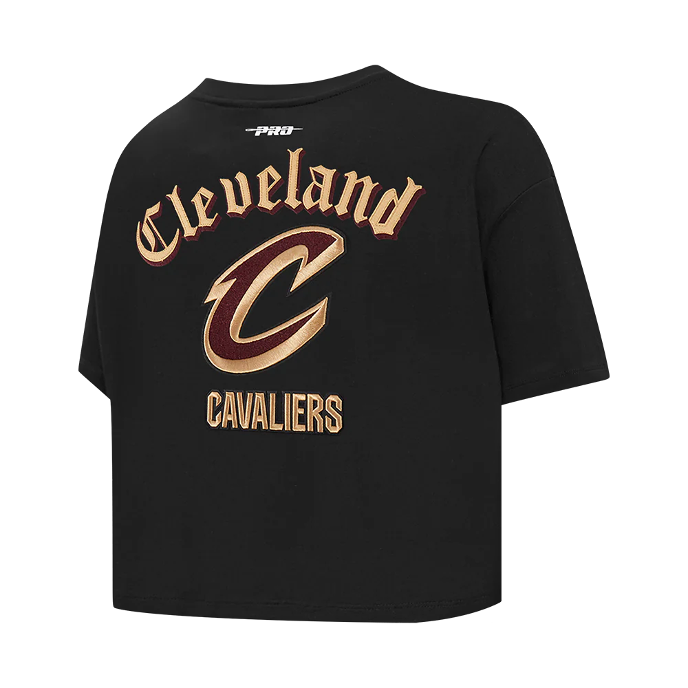 NBA CLEVELAND CAVALIERS OLD ENGLISH WOMEN'S SJ BOXY TEE (BLACK) - Image 6