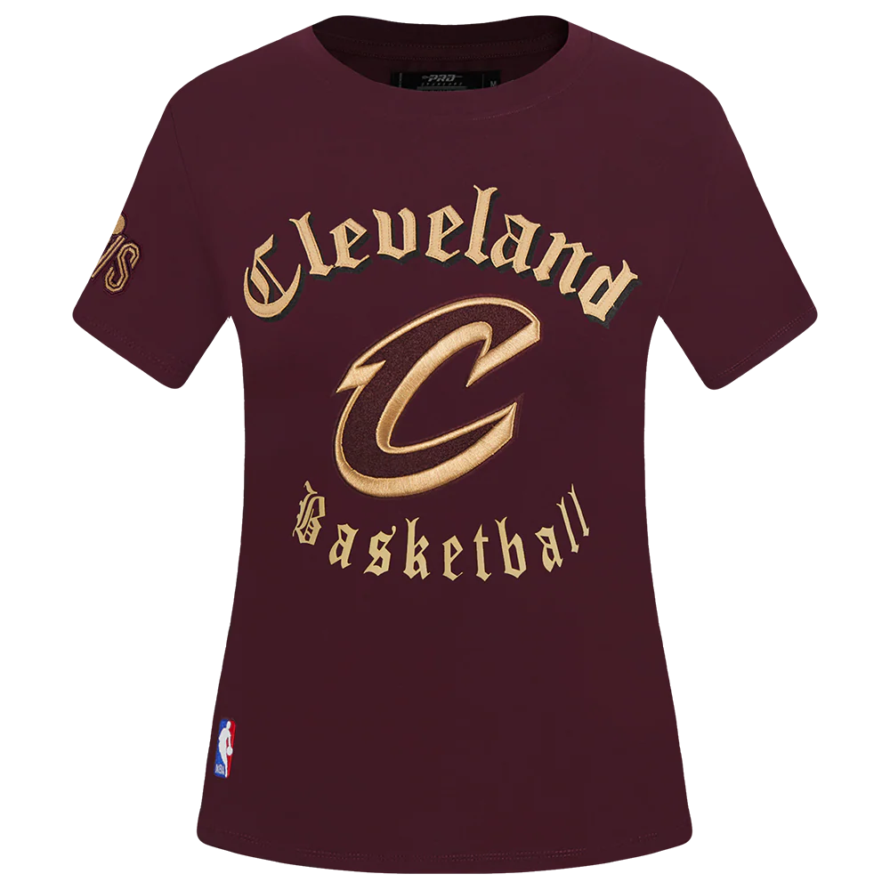 NBA CLEVELAND CAVALIERS OLD ENGLISH WOMEN'S SJ SLIM FIT TEE (WINE)