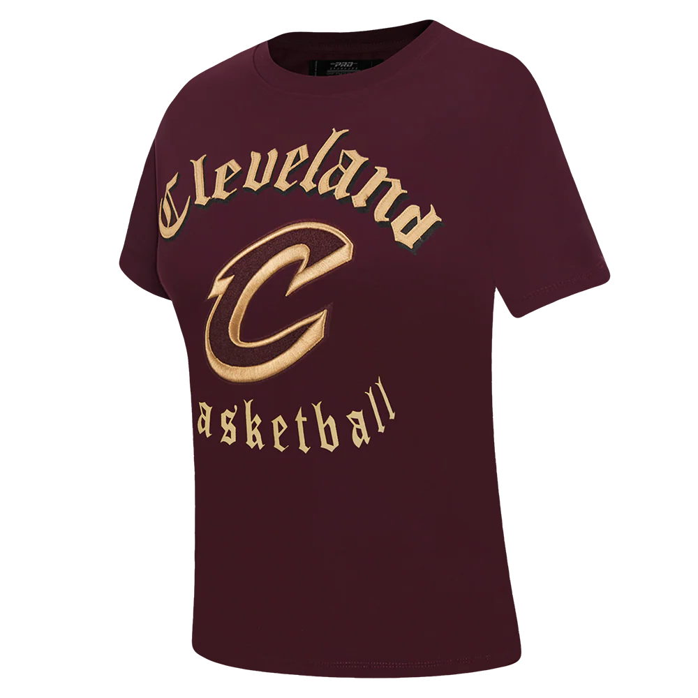 NBA CLEVELAND CAVALIERS OLD ENGLISH WOMEN'S SJ SLIM FIT TEE (WINE) - Image 2