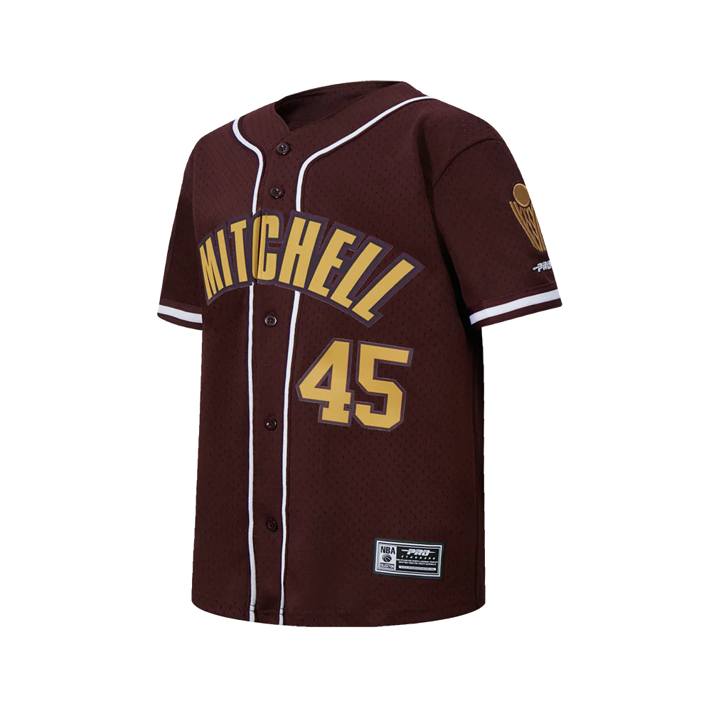 NBA CLEVELAND CAVALIERS DONOVAN MITCHELL #45 CLASSIC MESH PNN BIG BOY'S MESH BUTTON DOWN SHIRT (WINE) - Image 2