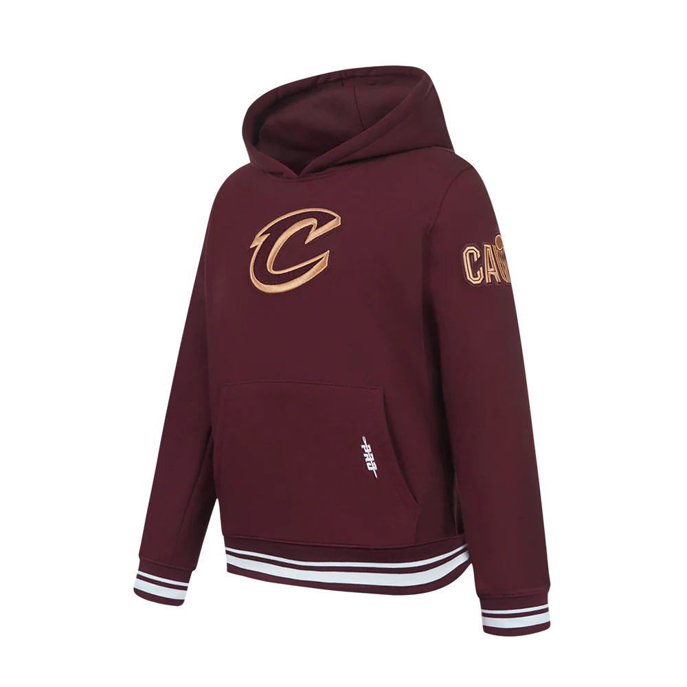 NBA CLEVELAND CAVALIERS RETRO CLASSIC BIG BOYS RIB FLEECE PULLOVER HOODIE (WINE) - Image 2