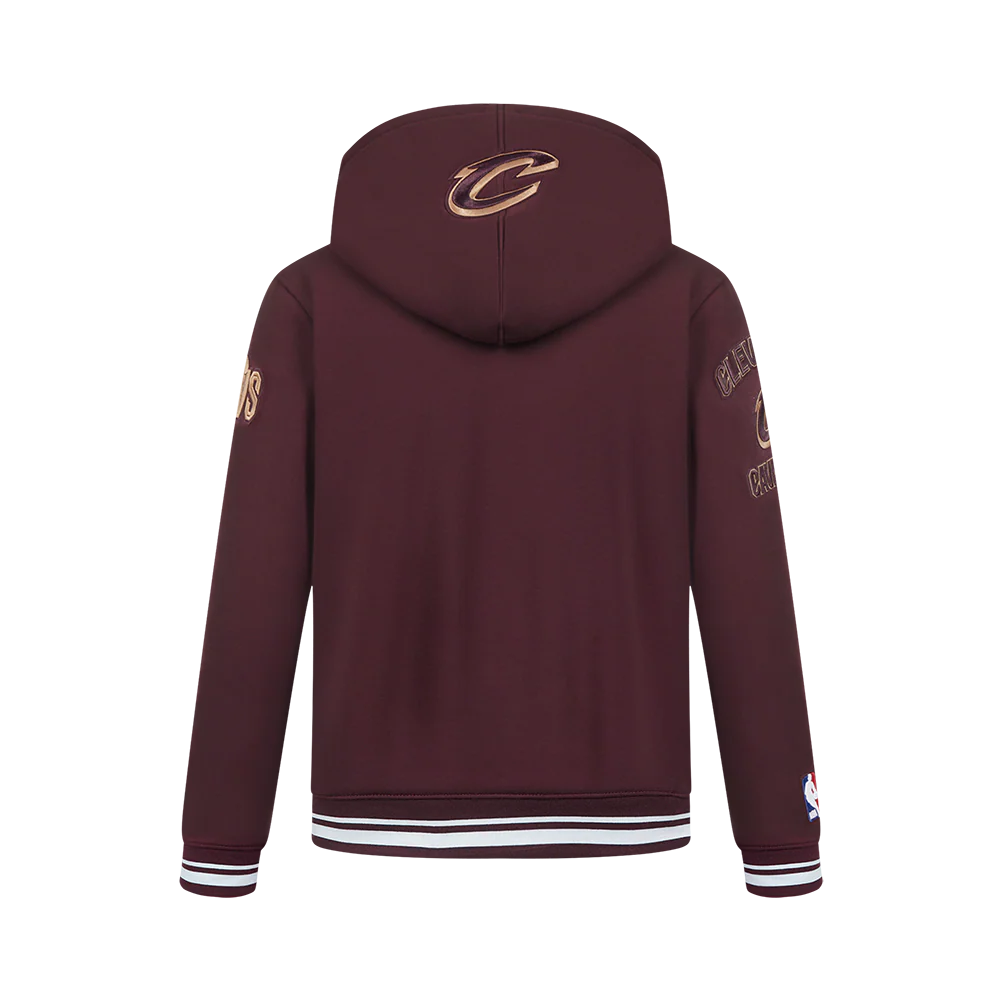 NBA CLEVELAND CAVALIERS RETRO CLASSIC BIG BOYS RIB FLEECE PULLOVER HOODIE (WINE) - Image 3