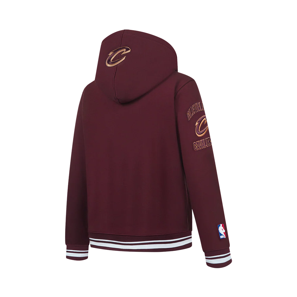 NBA CLEVELAND CAVALIERS RETRO CLASSIC BIG BOYS RIB FLEECE PULLOVER HOODIE (WINE) - Image 4
