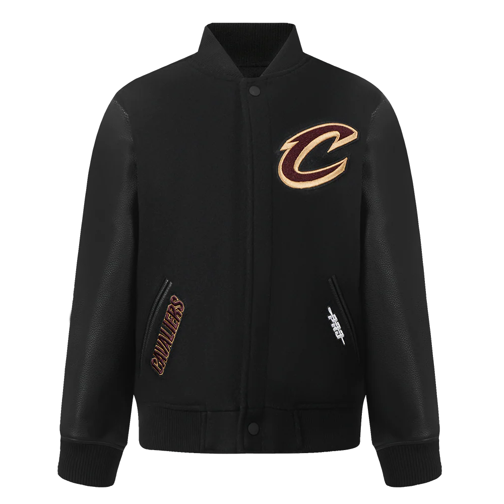 NBA CLEVELAND CAVALIERS CLASSIC BIG BOYS WOOL VARSITY JACKET (JET BLACK)