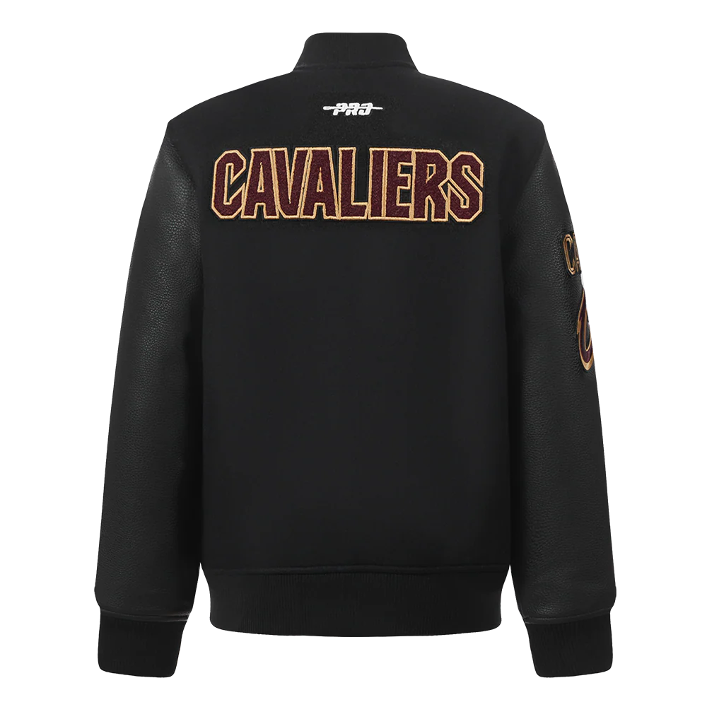 NBA CLEVELAND CAVALIERS CLASSIC BIG BOYS WOOL VARSITY JACKET (JET BLACK) - Image 3