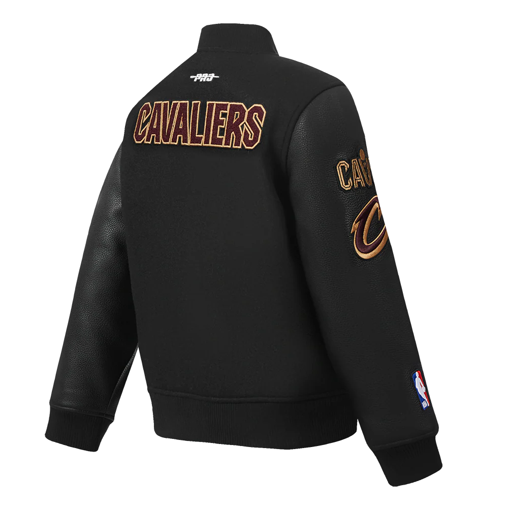 NBA CLEVELAND CAVALIERS CLASSIC BIG BOYS WOOL VARSITY JACKET (JET BLACK) - Image 4
