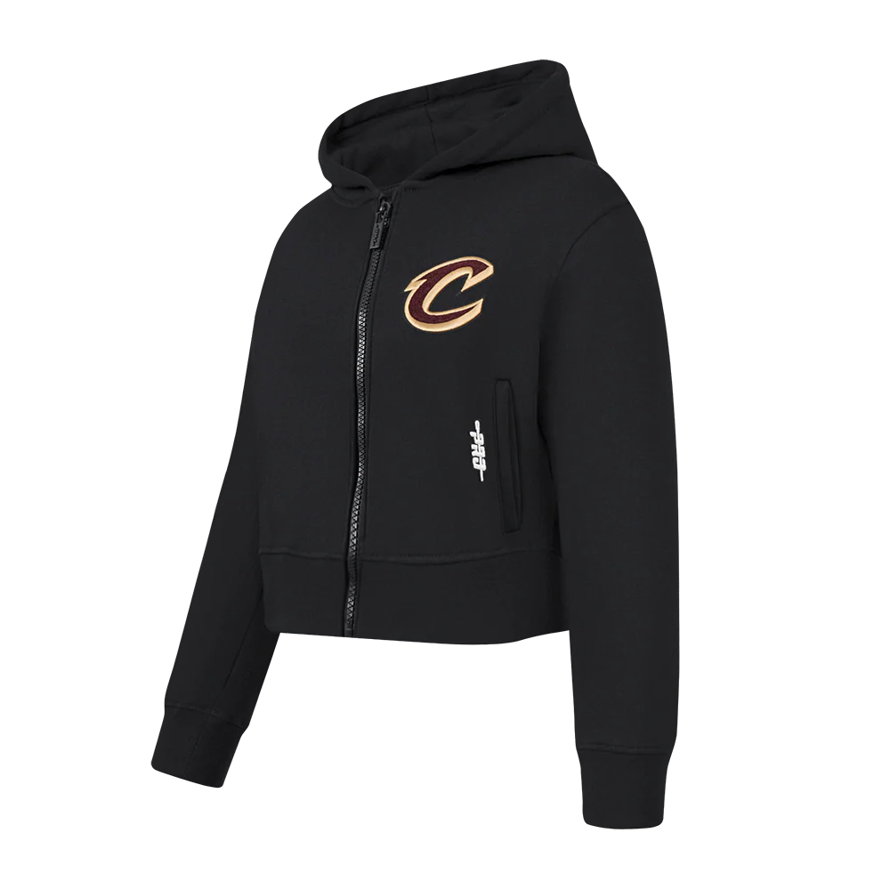 NBA CLEVELAND CAVALIERS CLASSIC BIG GIRLS FLEECE FULL ZIP HOODIE (BLACK) - Image 2
