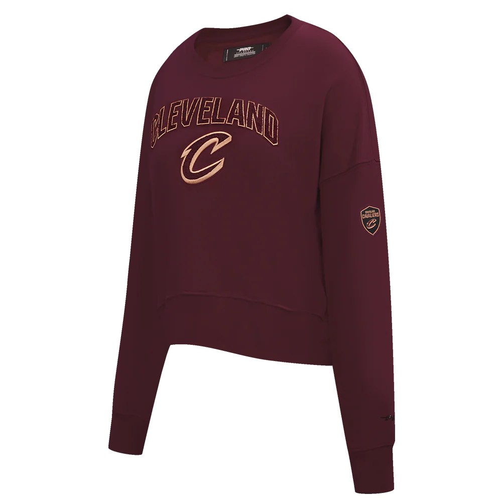 NBA CLEVELAND CAVALIERS CLASSIC WOMEN'S FLEECE CREWNECK (WINE) - Image 2