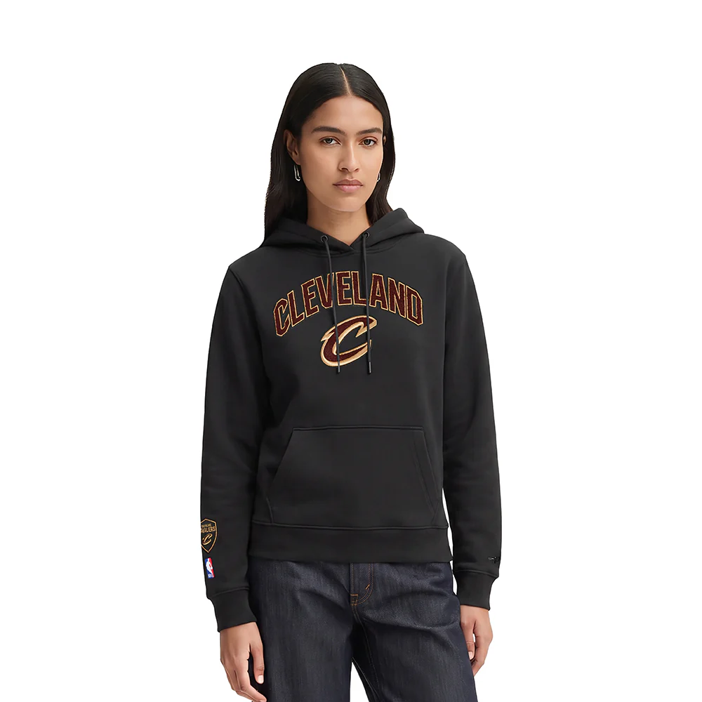 NBA CLEVELAND CAVALIERS CLASSIC WOMEN'S FLEECE PULLOVER HOODIE (BLACK)