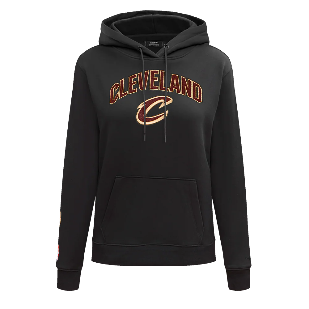 NBA CLEVELAND CAVALIERS CLASSIC WOMEN'S FLEECE PULLOVER HOODIE (BLACK) - Image 3
